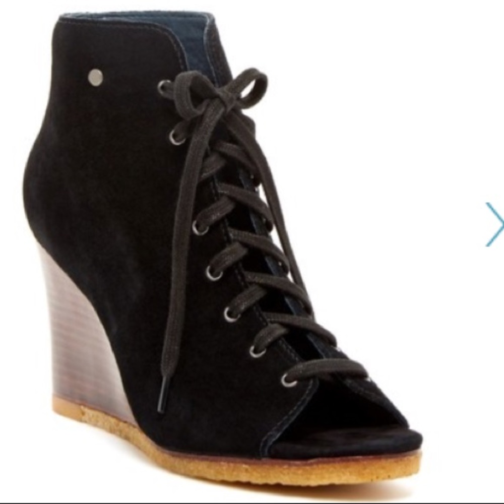 UGG Open-Toe Suede Wedge Bootie